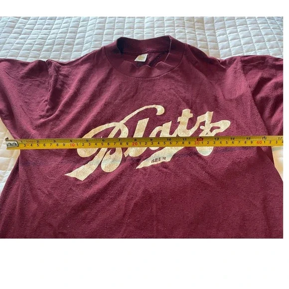 Vintage 1970s Blatz Beer TShirt Medallion Tag Made in USA Burgundy M 38/40 50/50
